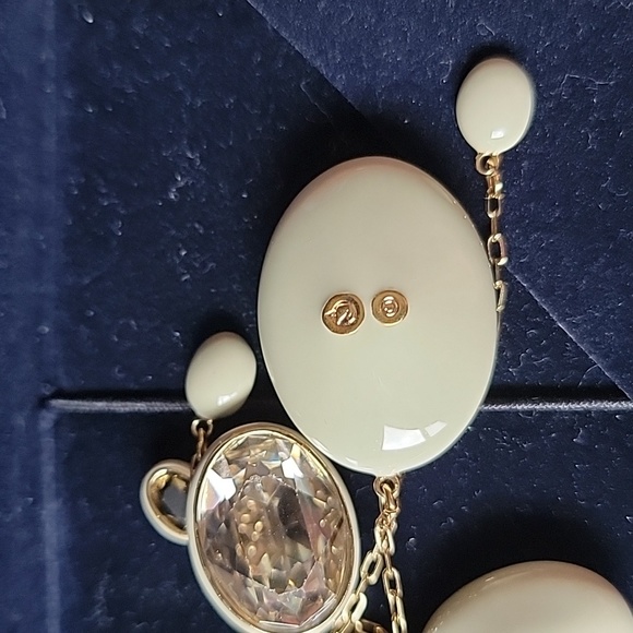 ⭐️Swarovski Rare Swan Signed Classic Enamel Long Gold Tone Chain Necklace - Picture 4 of 5